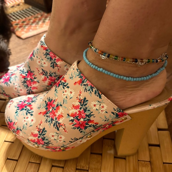 Boho Size 11 Floral clog platform mule - Picture 1 of 6